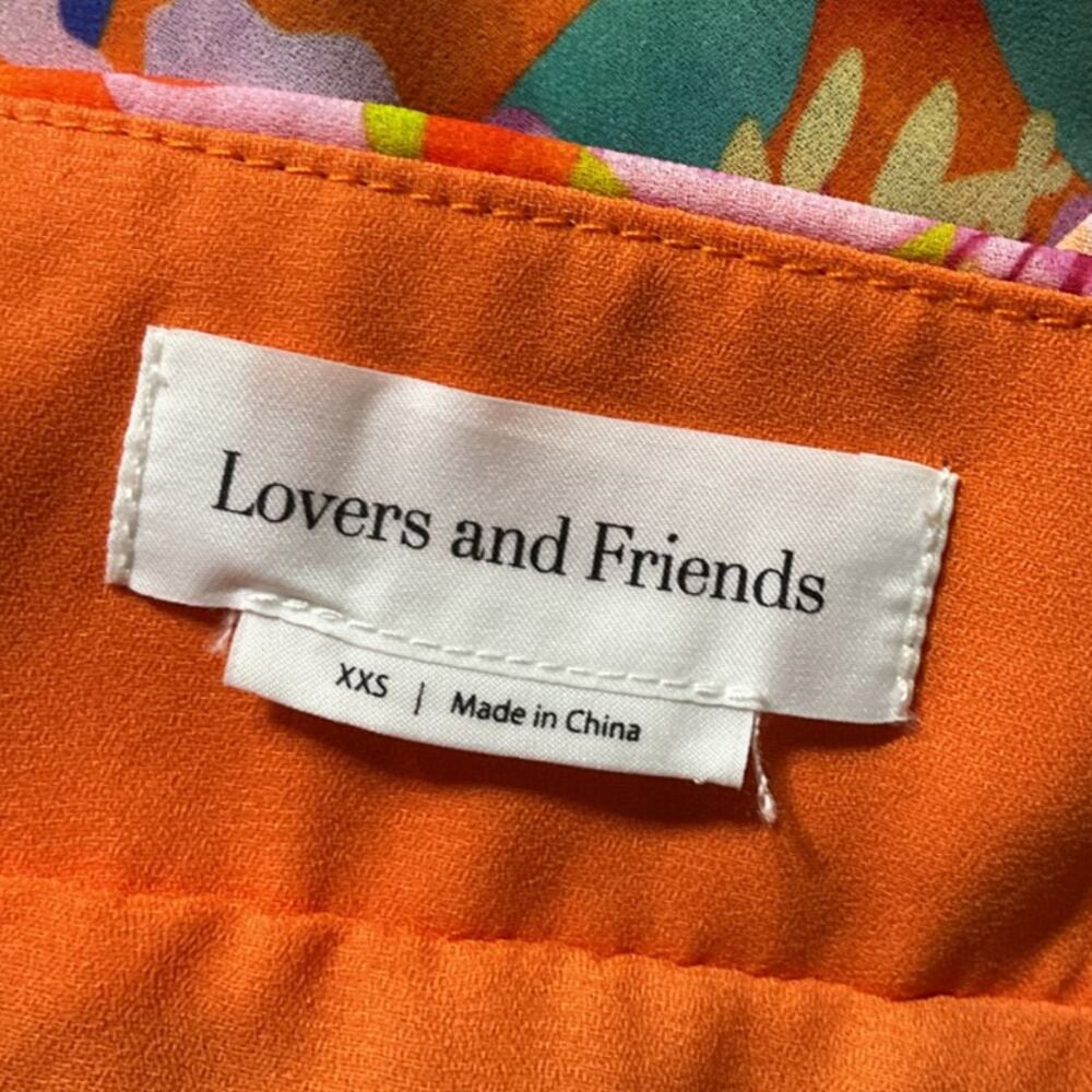 Lovers And Friends Vibrant Orange Multi Fabi Gown Size XXS - Picture 4 of 5